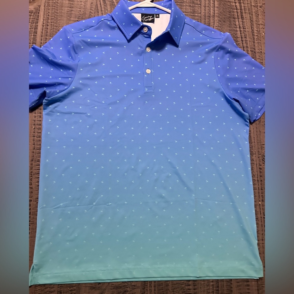 Stylish Blue Green Gradient Polo Shirt for Men Size Medium - Picture 3 of 11